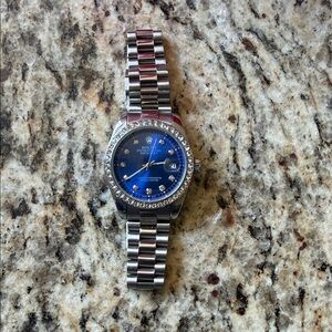 Rolex Silver Smartwatch with Blue Dial